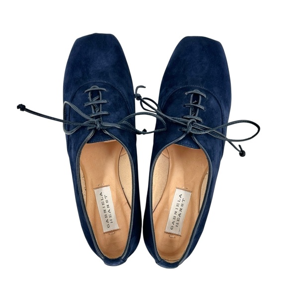 Gabriela Hearst Maya Flat - Navy Blue Suede Leather Lace Up Ballet Flats sz 36 - Picture 1 of 12